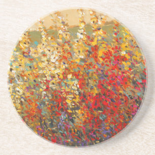 Helle Gartenmauer Frühlingsfest Wildblumen Getränkeuntersetzer