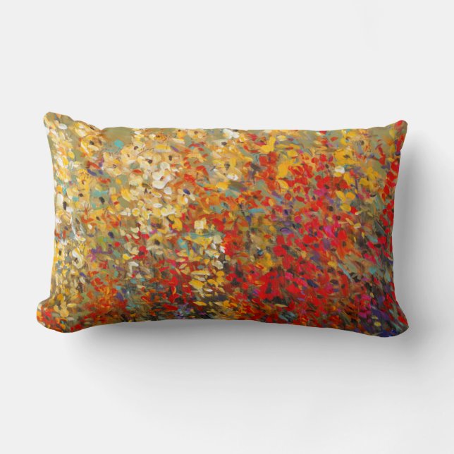 Helle Gartenmauer Frühlingsfest Wildblumen Lendenkissen (Vorderseite)