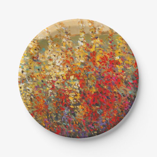 Helle Gartenmauer Frühlingsfest Wildblumen Pappteller (Vorderseite)