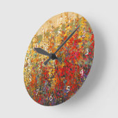 Helle Gartenmauer Frühlingsfest Wildblumen Runde Wanduhr (Winkel)