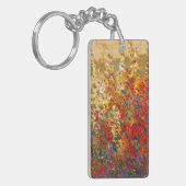 Helle Gartenmauer Frühlingsfest Wildblumen Schlüsselanhänger (Vorderseite links)