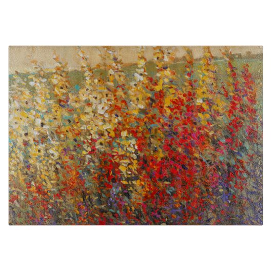 Helle Gartenmauer Frühlingsfest Wildblumen Schneidebrett (Vorderseite)