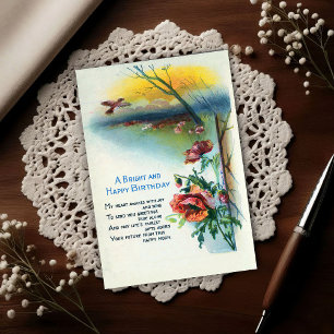 Helle Geburtstagsmohnblumen Vintage 1920   Postkarte