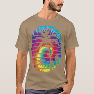 Helle Gefärbte Krawatte mit Palmen Trees Beach Coo T-Shirt