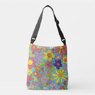 Helle Gekritzel-Blumen über Schulter-Tasche Tragetaschen Mit Langen Trägern