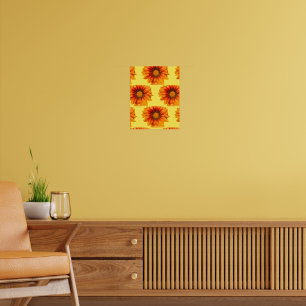 Helle gelb-orangefarbene Verlaufs-Blumen-Ausschnit Poster