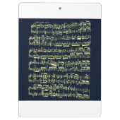 Helle gelbe Beethoven-Noten auf Blau Klemmbrett (Rückseite)