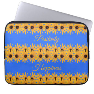 Helle, gelbe Blumen auf Royal Blue Laptopschutzhülle