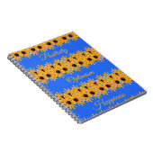 Helle, gelbe Blumen auf Royal Blue Notizblock (Rechte Seite)