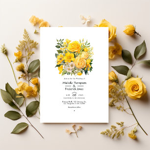 Helle gelbe Blumenhochzeit Einladung