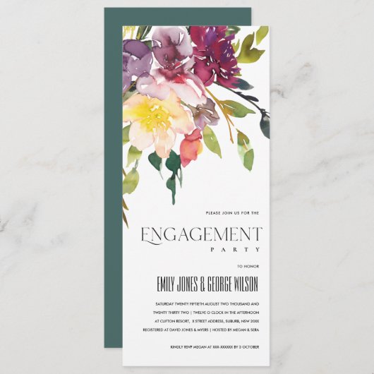 HELLE GELBE BLUSH BURGUNDDISCHE VERLOBUNG EINLADUNG (Vorne/Hinten)