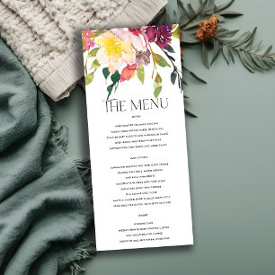 HELLE GELBE BLUSH BURGUNDY BLÖDY BUNCH BUNCH WEDIN MENÜKARTE