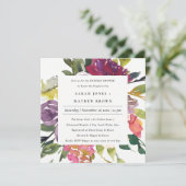 HELLE GELBE BLUSH BURGUNDY BLUMCOUPLES DUSCHE EINLADUNG (Stehend Vorderseite)