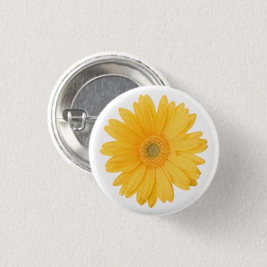 Helle gelbe Gerbera-Gänseblümchen-Blume Button (Vorne & Hinten)