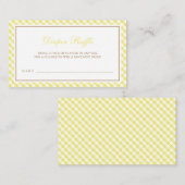 Helle gelbe Gingham Baby Dusche Windel Raffle Begleitkarte (Vorne/Hinten)