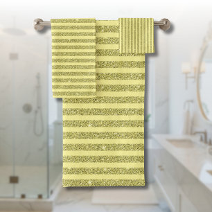 Helle gelbe Glitter-Style-Vertikalstreifen Badhandtuch Set