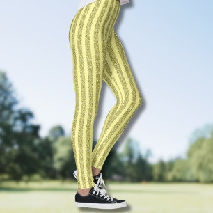 Helle gelbe Glitter-Style-Vertikalstreifen Leggings