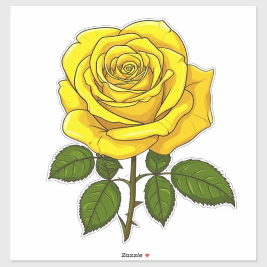Helle gelbe Rose Aufkleber (Blatt)