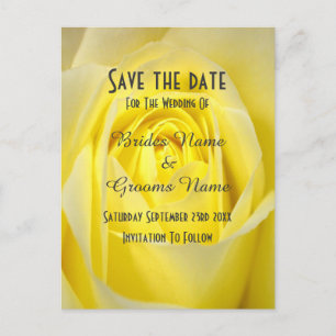Helle gelbe Rosen-Blume Save the Date Ankündigungspostkarte