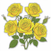Helle gelbe Rosenbouquet Aufkleber (Vorderseite)