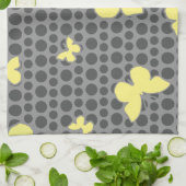 Helle gelbe Schmetterlinge auf Grau Geschirrtuch (Gefaltet)