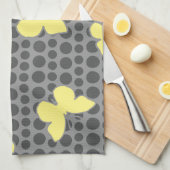 Helle gelbe Schmetterlinge auf Grau Geschirrtuch (Viertel Falte)