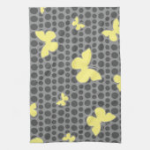 Helle gelbe Schmetterlinge auf Grau Geschirrtuch (Vertikal)