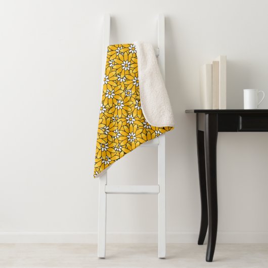 Helle gelbe Sommerblumenmuster Sherpadecke (Beispiel)