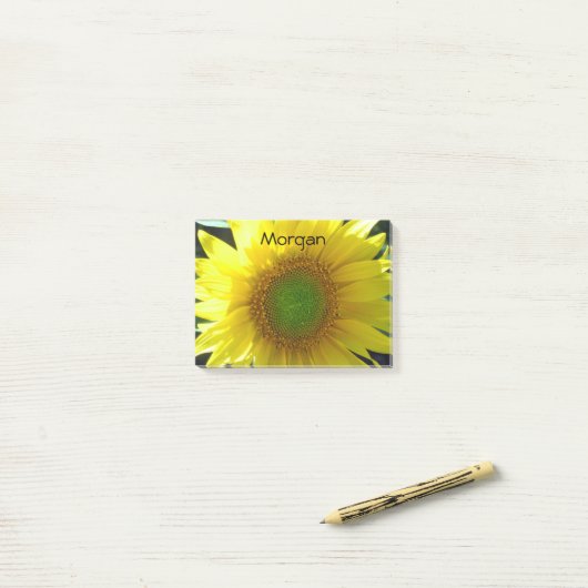 Helle gelbe Sonnenblume Post-it Klebezettel (Auf Schreibtisch)