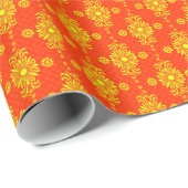 Helle gelbe und orangefarbene Blumengestaltung Geschenkpapier (Rolleneckpunkt)