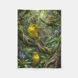 Helle gelbe Vögel Tropischer Regenwald Natur Flaus Fleecedecke