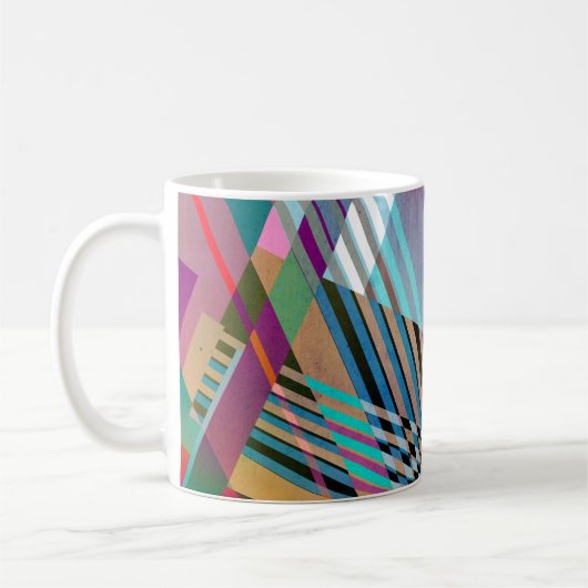 Helle Geometrie: farbiger Abstrakter Hintergrund Kaffeetasse (Links)