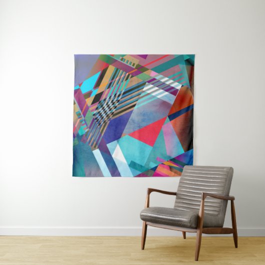 Helle Geometrie: farbiger Abstrakter Hintergrund Wandteppich (Beispiel (Horizontal))