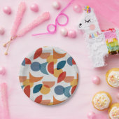 Helle geometrische Retro Abstraktes Mitteljahrhund Pappteller (Party)