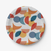 Helle geometrische Retro Abstraktes Mitteljahrhund Pappteller (Vorderseite)