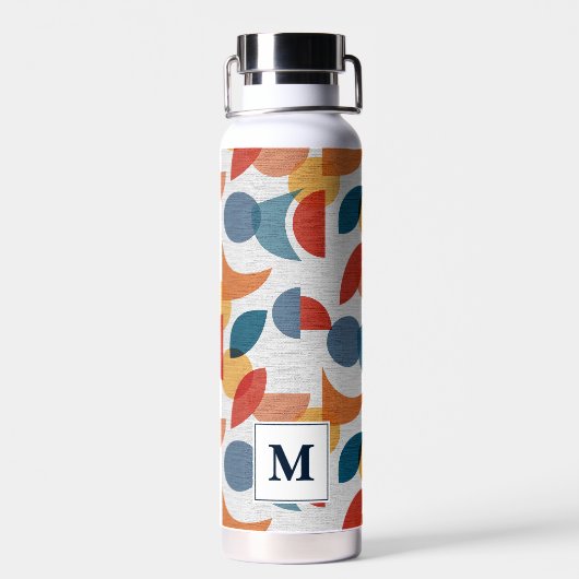 Helle geometrische Retro Abstraktes Mitteljahrhund Trinkflasche (Rückseite)