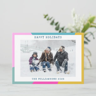 Helle geometrische Sonnenstrahl-Formen in heißem R Feiertagskarte