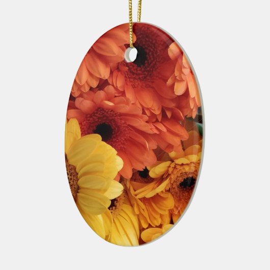 Helle Gerbera-Blume, Orangengelb, Flora Keramik Ornament (Links)
