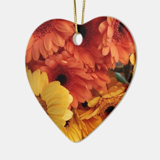 Helle Gerbera-Blume, Orangengelb, Flora Keramikornament (Links)