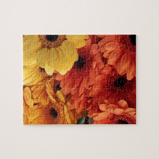 Helle Gerbera-Blume, Orangengelb, Flora Puzzle (Horizontal)