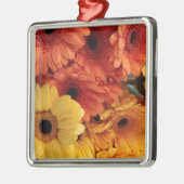 Helle Gerbera-Blume, Orangengelb, Flora Silbernes Ornament (Links)