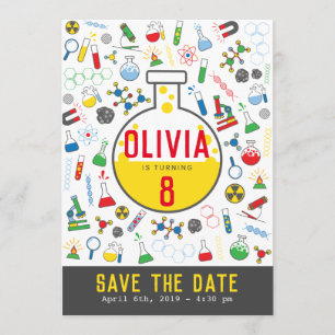 Helle geschlechtsneutrale Wissenschaft-Reagenzglas Einladung