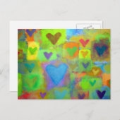 Helle gestrichene Herzen - Valentine Feiertagspostkarte (Vorne/Hinten)