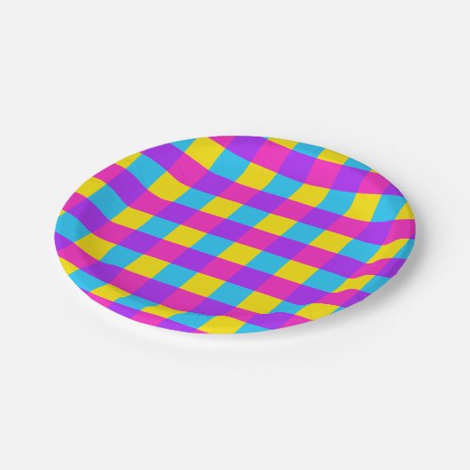 Helle Gingham Party Teller - Stil 2 (Schrägansicht)