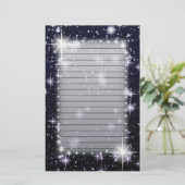 Helle glänzende Sterne im Raum gezeichnet Briefpapier (Stehend Vorderseite)