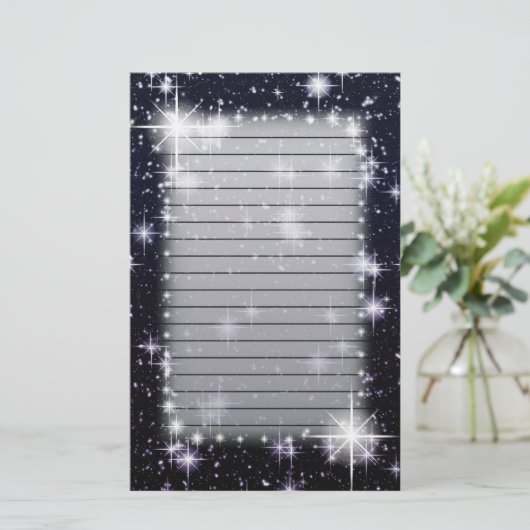 Helle glänzende Sterne im Raum gezeichnet Briefpapier (Stehend Vorderseite)
