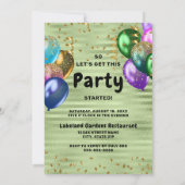 Helle Glitzer Balloons 50. Geburtstag Einladung (Rückseite)