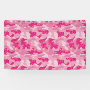 Helle Glitzernde Rosa Tarnung Chic Camo Liebhaber Banner