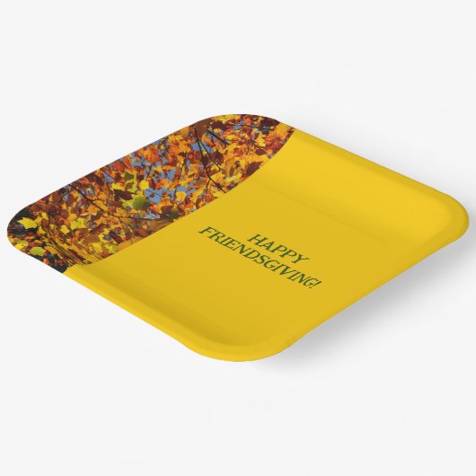 Helle Gold Blätter Erntedank Friendsgiving Pappteller (Gewinkelt)