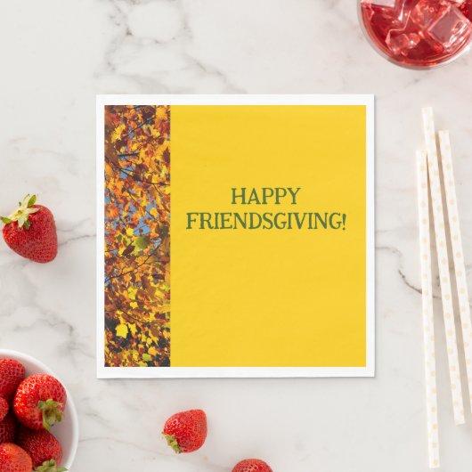 Helle Gold Blätter Erntedank Friendsgiving Serviette (Beispiel)